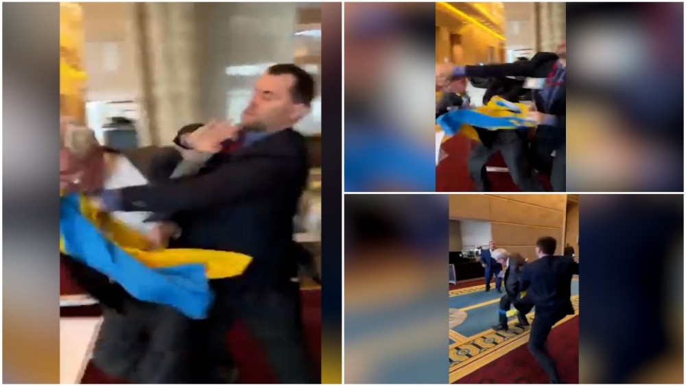 Momentul în care un delegat ucrainean îi trage un pumn în faţă unui delegat rus: „Ia-ţi labele de pe Ucraina, gunoi rus”